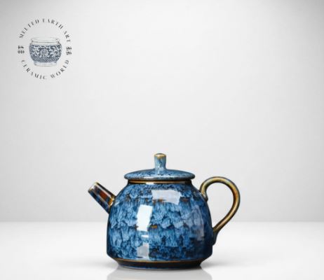 Handmade Crackle Glaze Teapot | 300ml Ceramic Kung Fu Tea Pot | Unique Tea Lover Gift