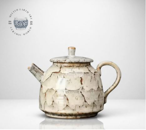 Handmade Crackle Glaze Teapot | 300ml Ceramic Kung Fu Tea Pot | Unique Tea Lover Gift