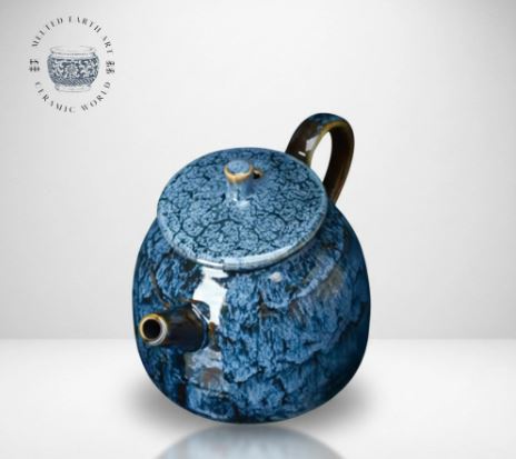 Handmade Crackle Glaze Teapot | 300ml Ceramic Kung Fu Tea Pot | Unique Tea Lover Gift